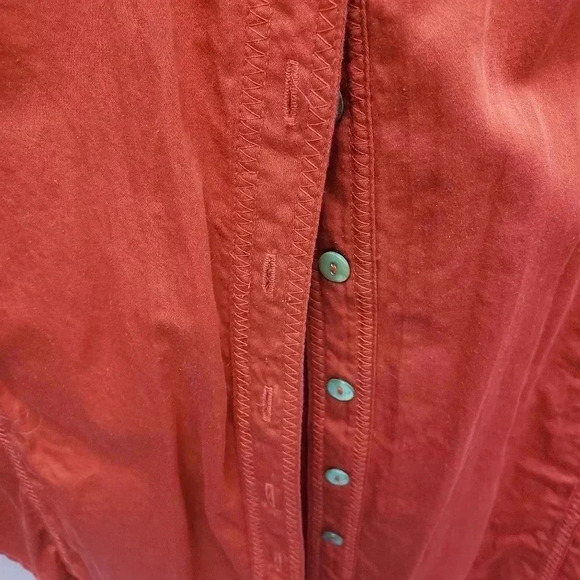 Chico's Red Cotton Button Up Blouse - Picture 4 of 5